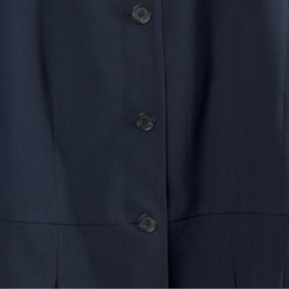 Ann Taylor NWT The Pleated Crewneck Navy Buttoned Jacket in Seasonal Stretch - Picture 10 of 12